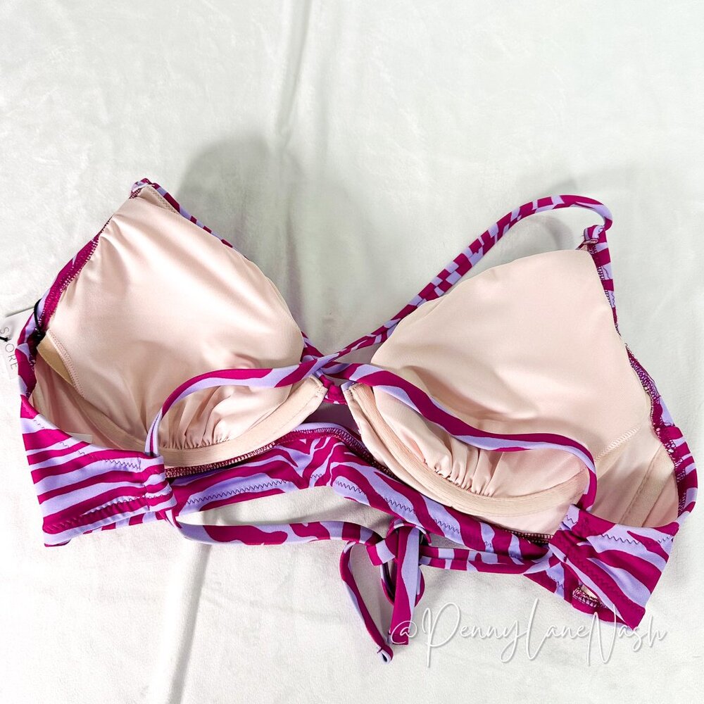 Shade & Shore Zebra Print Bikini Top & Cheeky Ide-Tie Bottom Set Pink Blossom - Picture 14 of 14